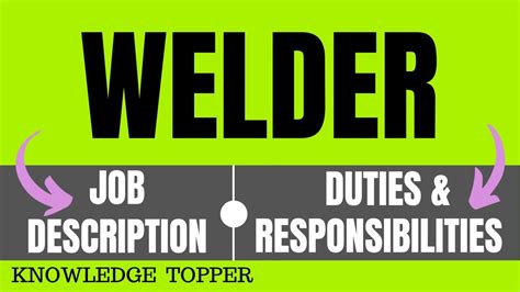 welder fabricator duties and responsibilities